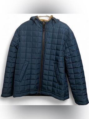 YOON Blue Quilted Puffer Jacket Hooded Zip Men's Size 50 Made In Italy Rare